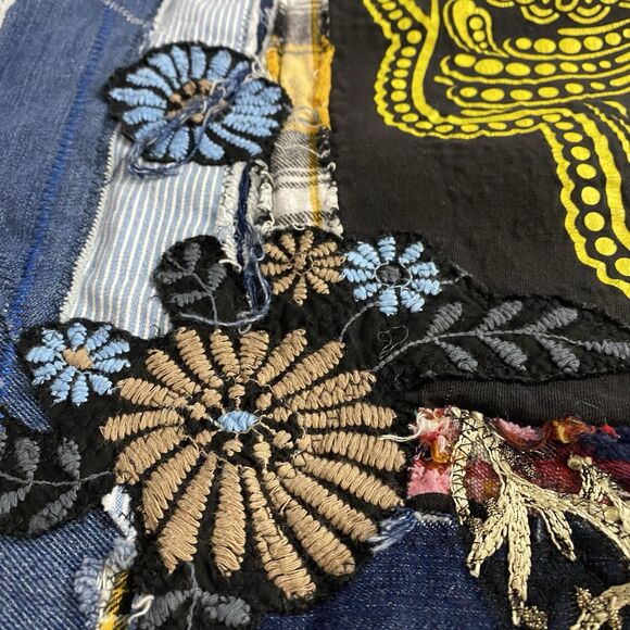 Flannel Shirt Womens 2XL Sugar Skull Shacket Upcycled Grunge Maximalist Rock - Picture 15 of 16